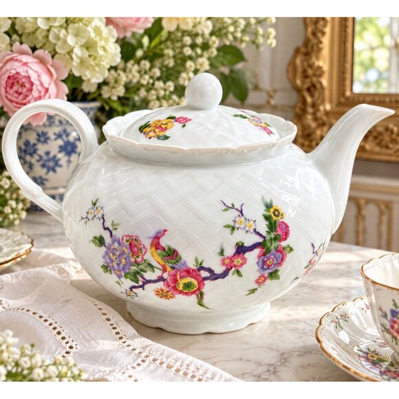Bernardaud Other - Bernardaud Limoges France Hand Painted Floral Porcelain Teapot w/ Lid
